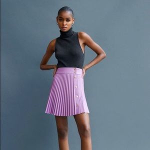 ZARA - FAUX LEATHER PLEATED SKIRT